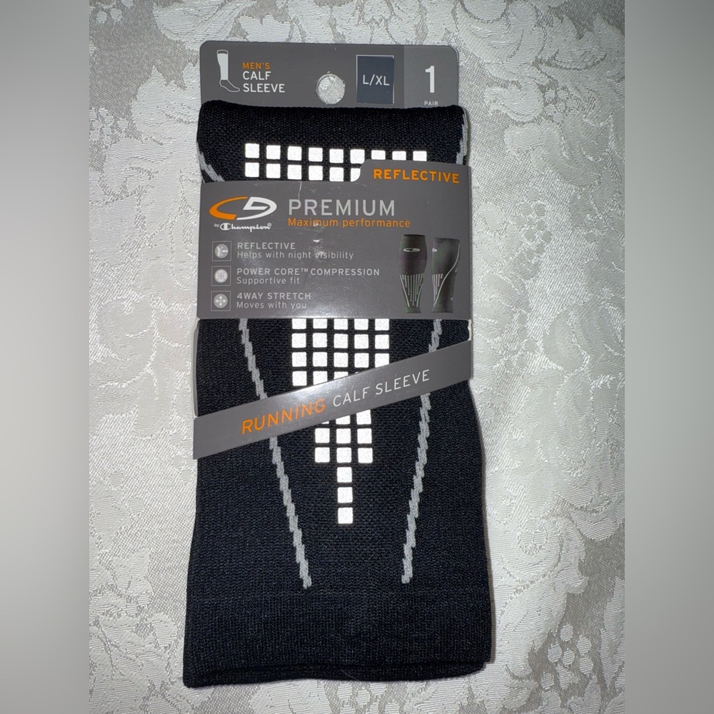 Champion Men’s Running Black Compression Calf Sleeve Large XL NWT Marathon